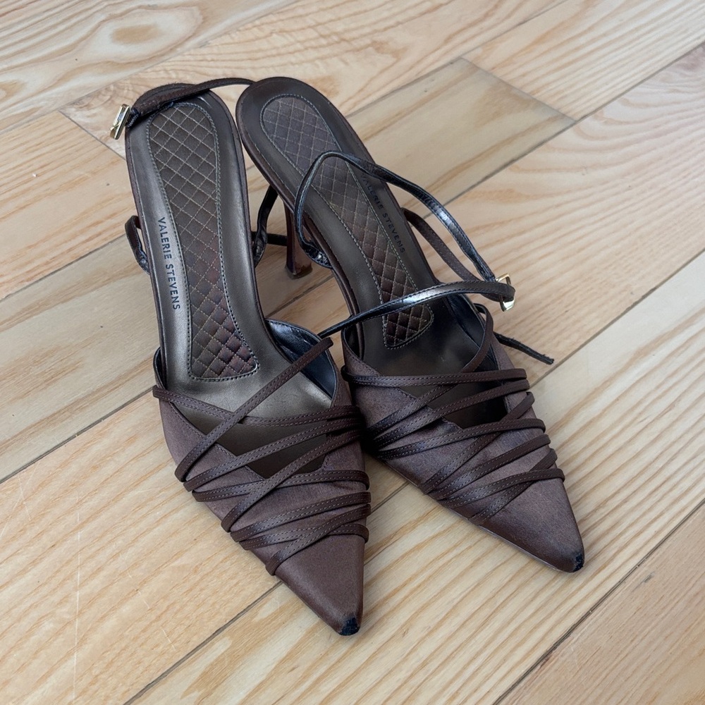 Valerie Stevens Dark Brown Strappy Heels